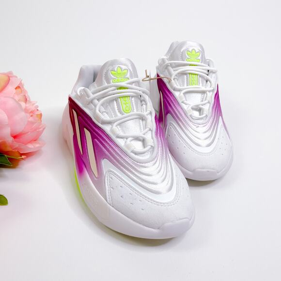 Adidas Ozelia Originals Lace Up Running Shoes White Signal Green size 5.5 NEW - Picture 11 of 12